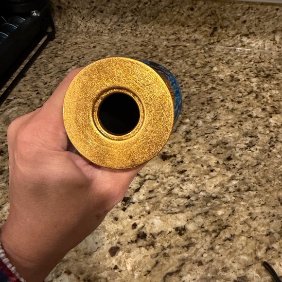 Elegant Blue and Gold Egyptian Decorative Vase - Picture 6 of 8